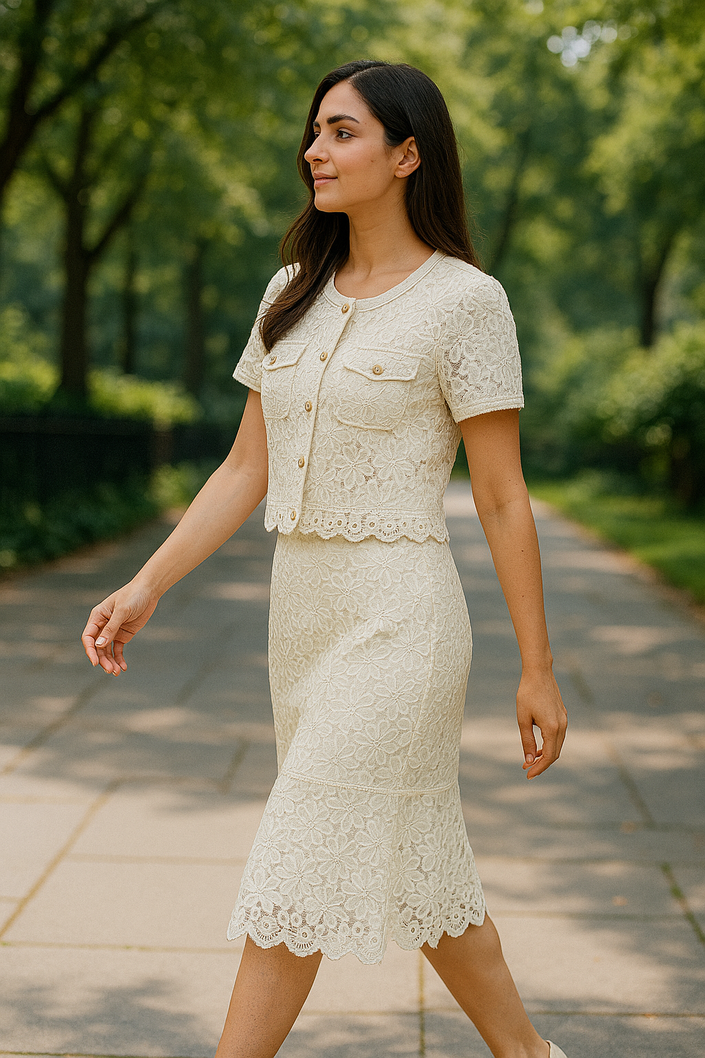 Ivory Bloom Net Skirt Co-ord set