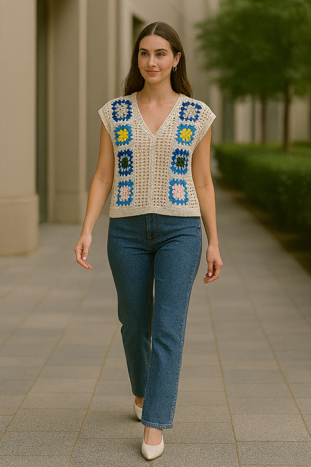 Boho Bloom Crochet Patchwork Vest