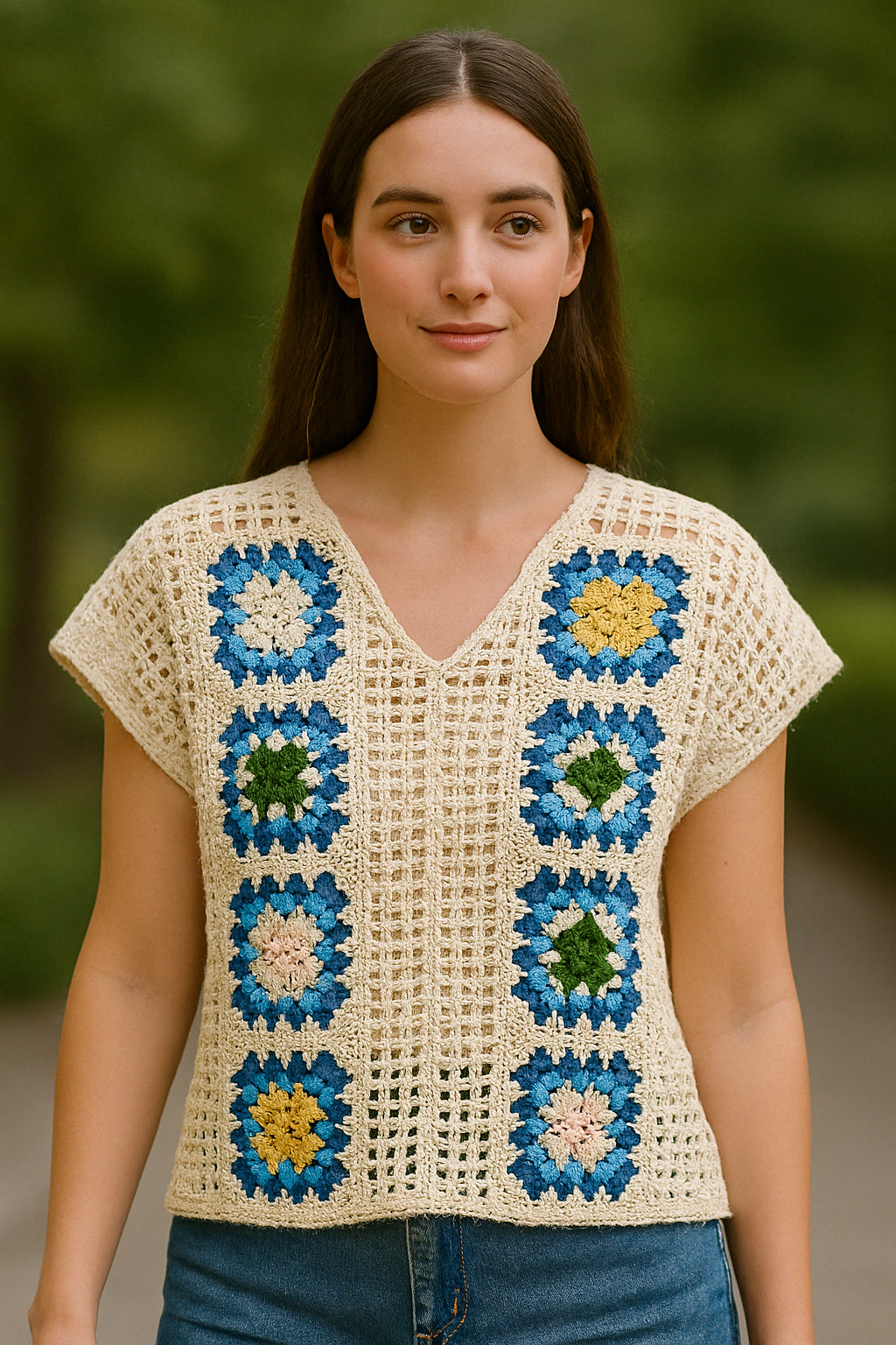 Boho Bloom Crochet Patchwork Vest