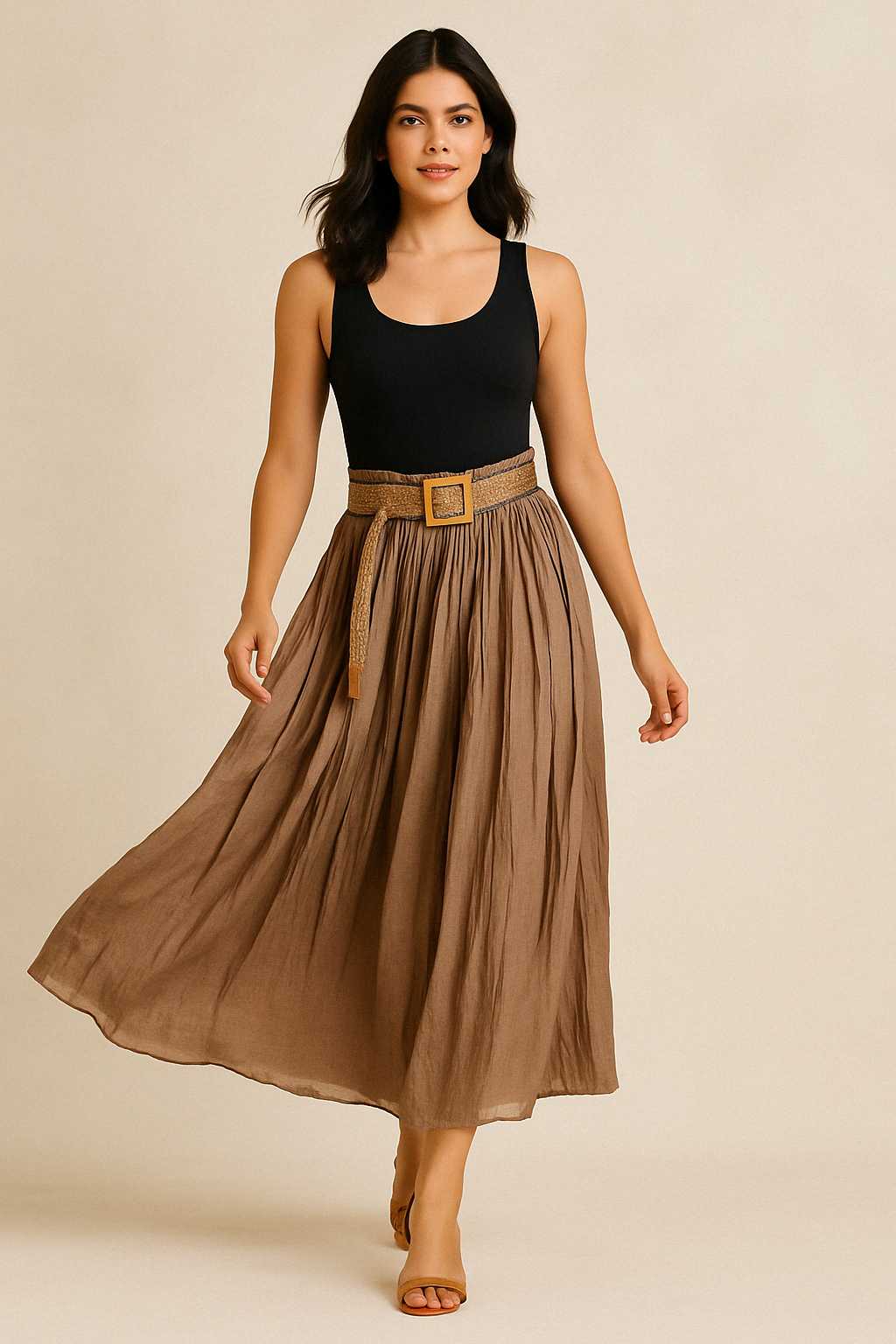 Earthy Calm Cotton Flare Skirt