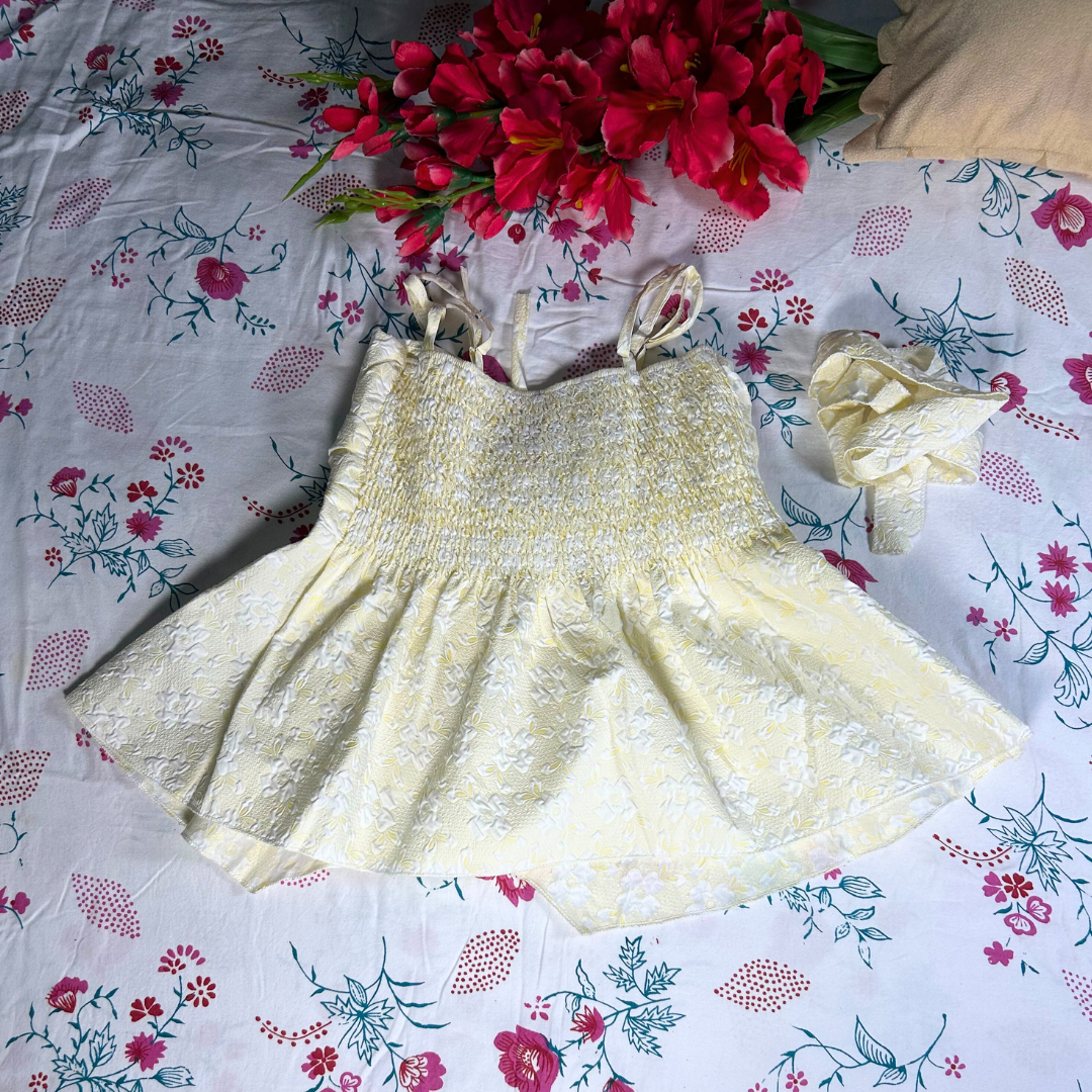 Buttercup Bloom Embroidered Peplum Top