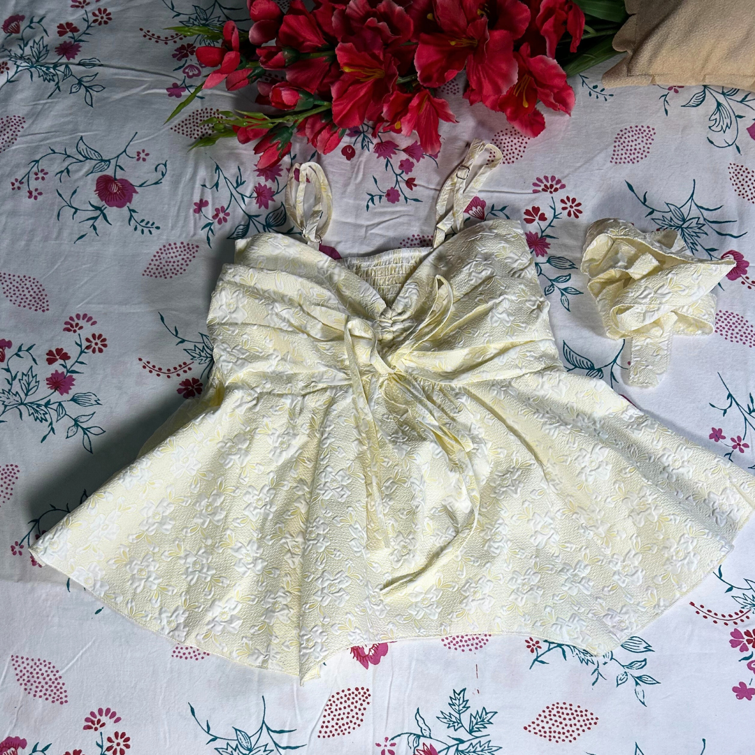 Buttercup Bloom Embroidered Peplum Top