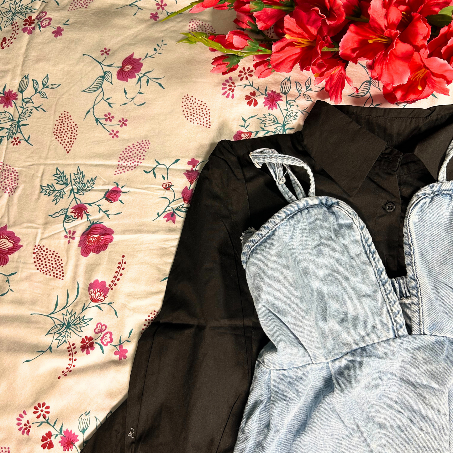 Denim Overlay Elegance Top