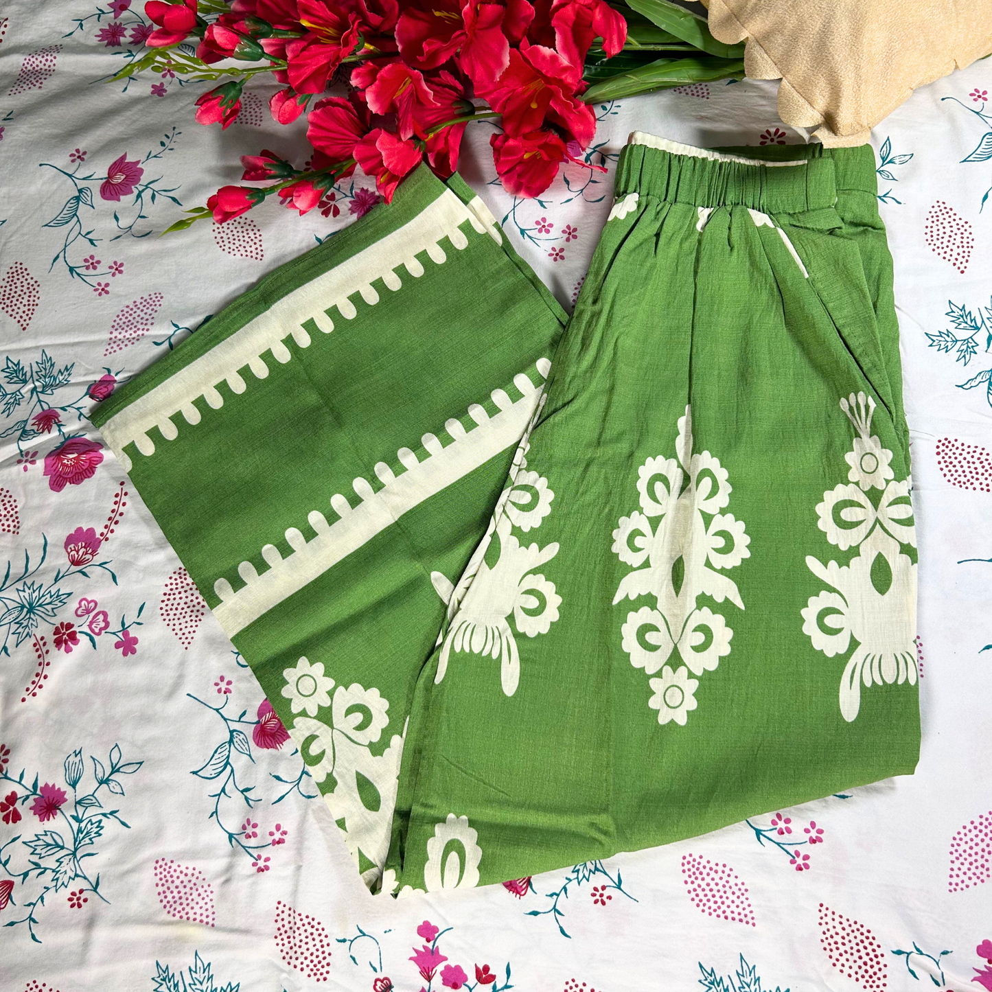 Lush Leaf Printed Pant Set