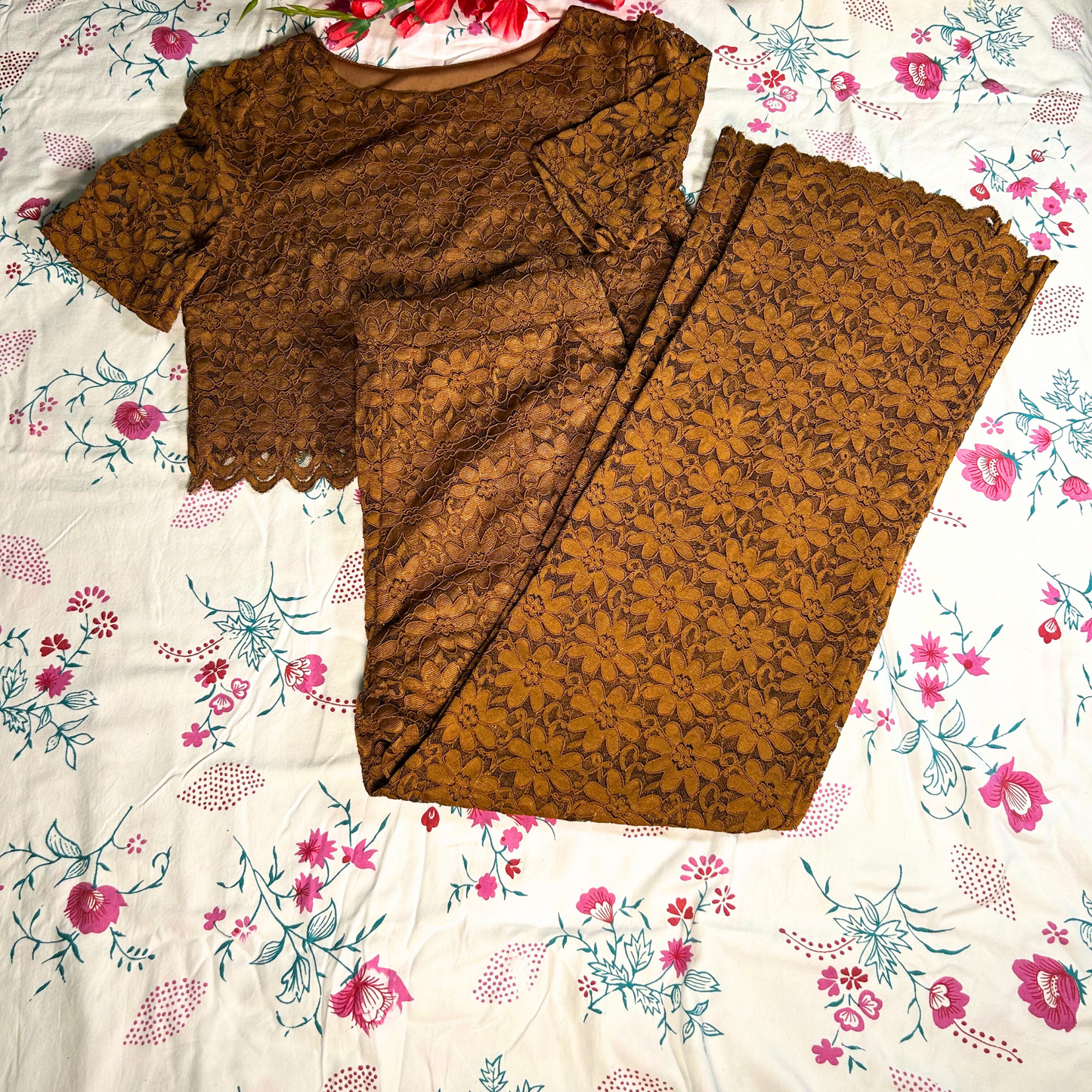 Caramel Lace Pant Co-ord Set