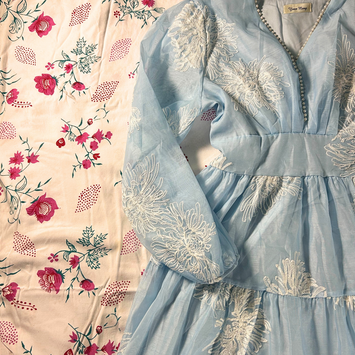 Cinderella Mist Embroidered Organza Flare Dress