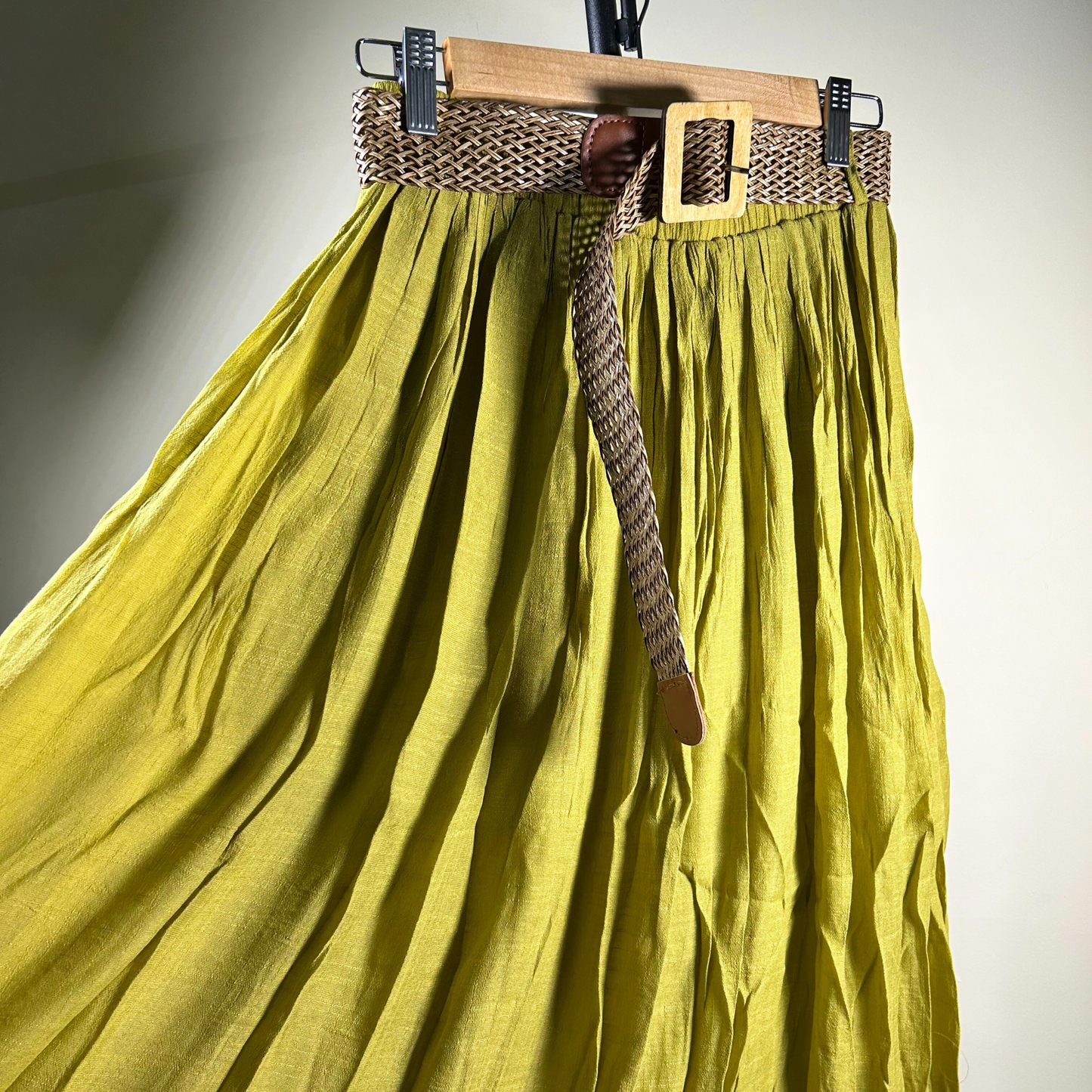 Olive Drift Cotton Maxi Skirt