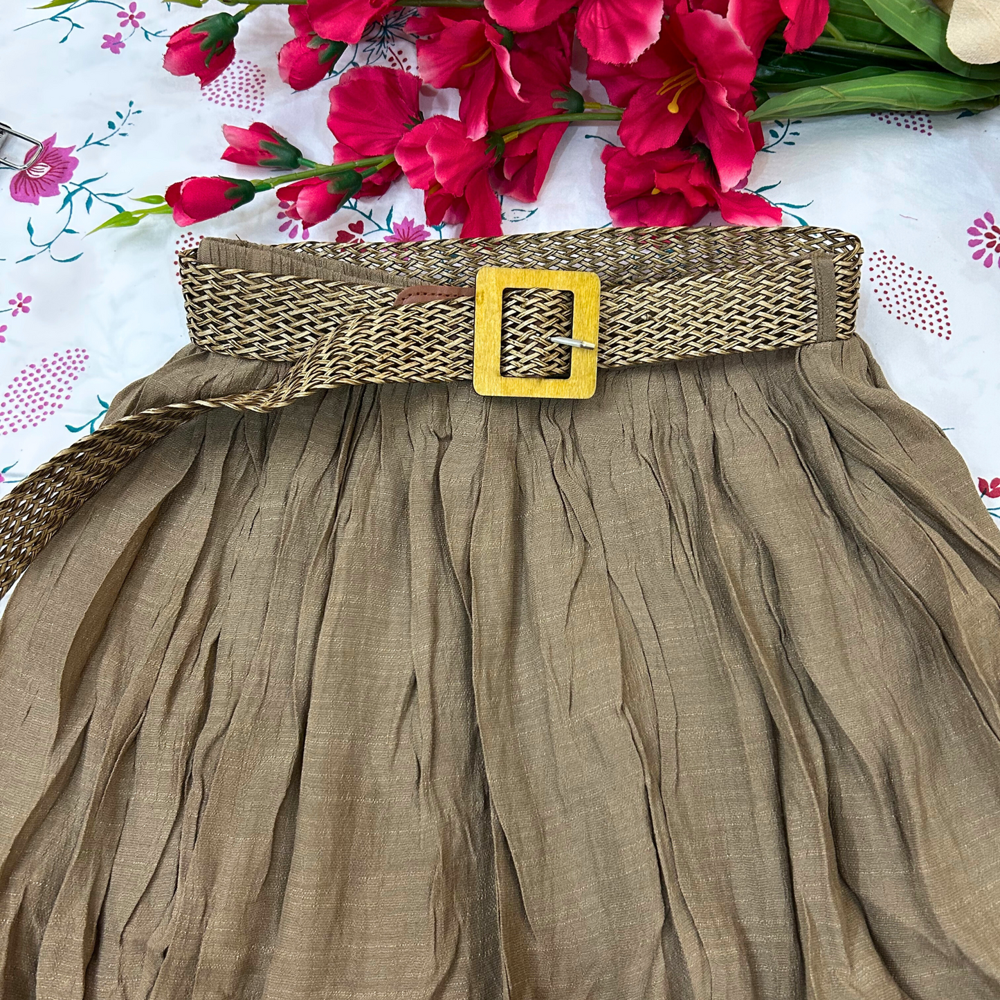 Earthy Calm Cotton Flare Skirt