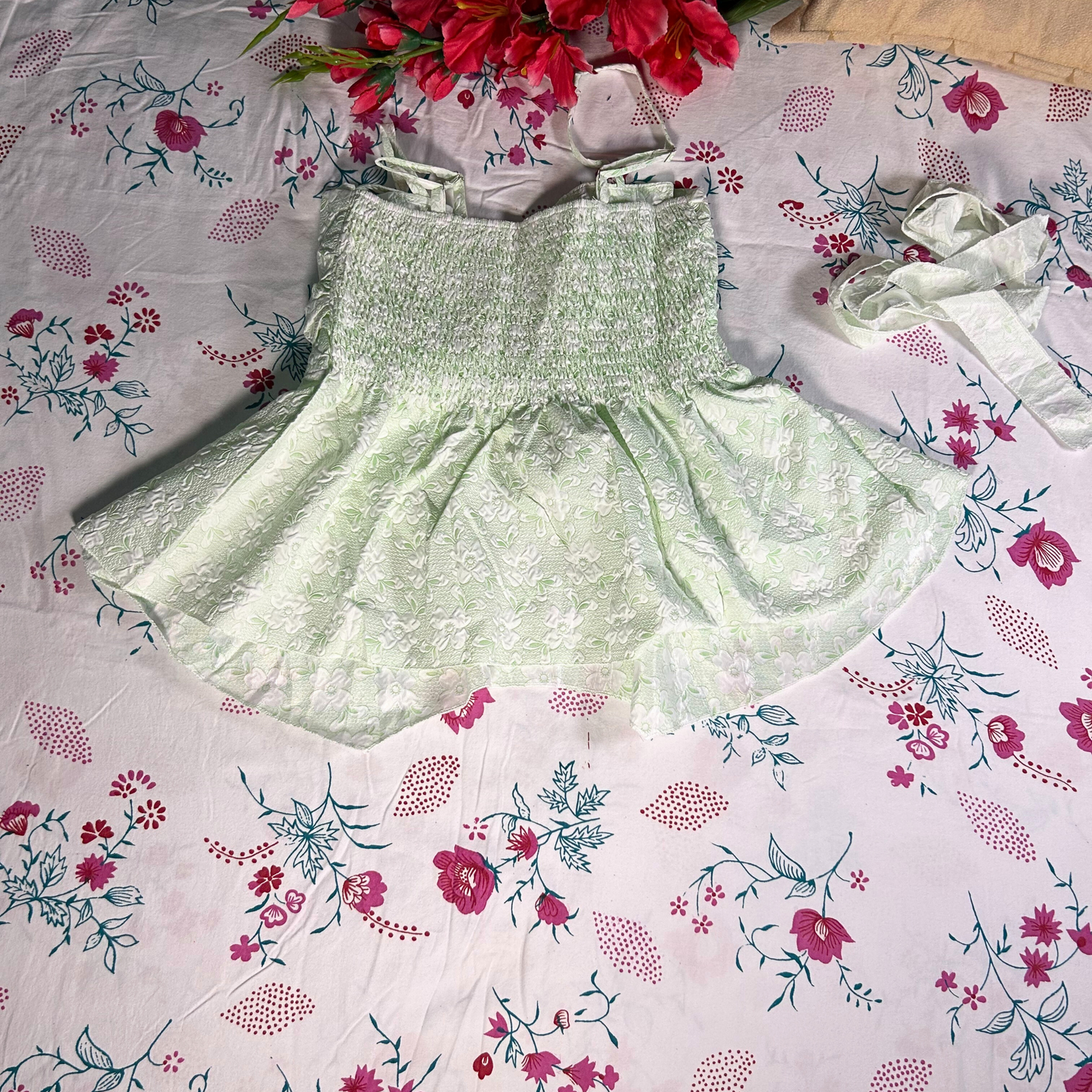 Mint Melody Embroidered Peplum Top