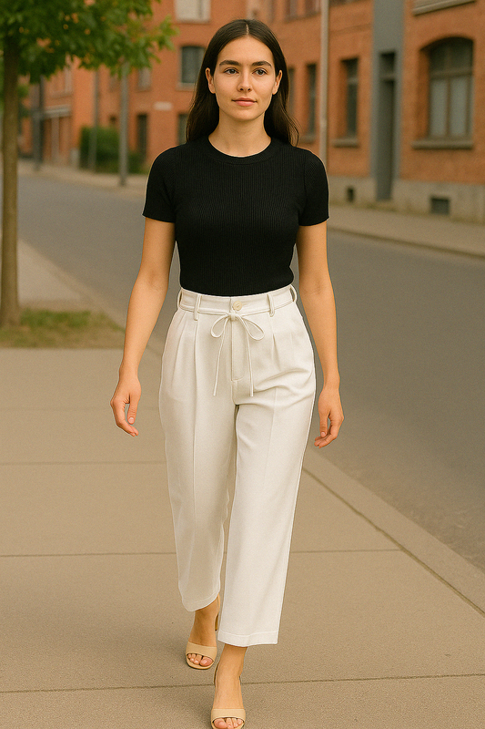 Vanilla Drape Korean Trousers