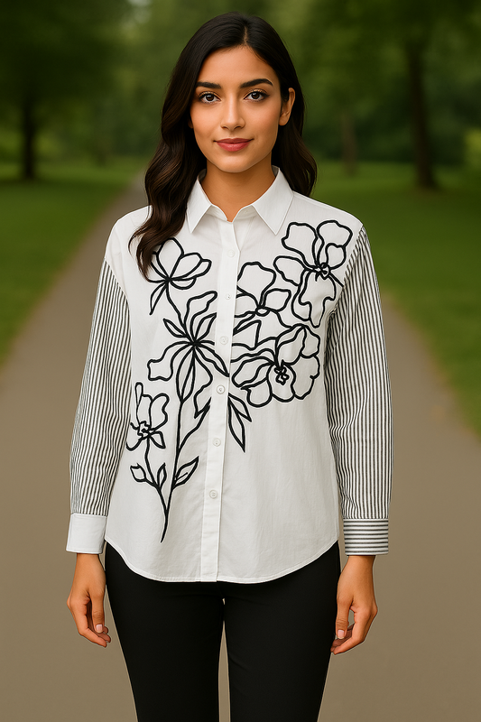 Sketch Bloom Embroidered Shirt