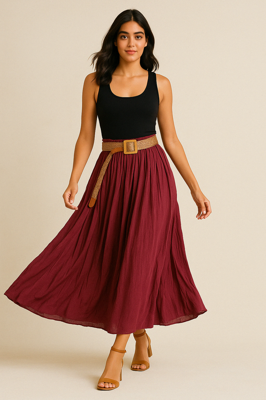 Berry Breeze Cotton Flare Skirt