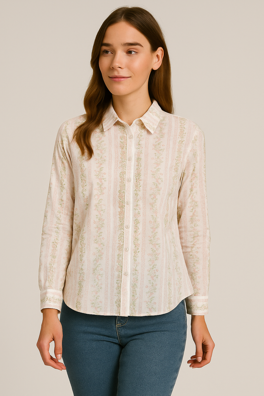Blush Vine Cotton Shirt