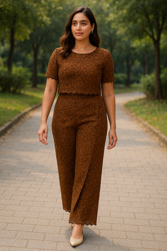 Caramel Lace Pant Co-ord Set