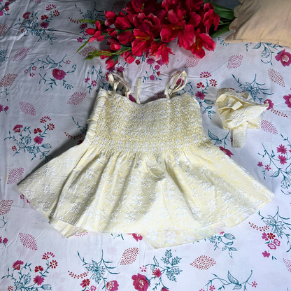 Buttercup Bloom Embroidered Peplum Top