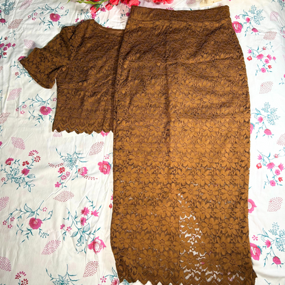 Cocoa Bloom Lace Skirt Co-ord Set