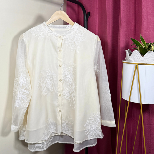 Whisper Bloom Cream Shirt-Top