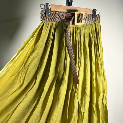 Olive Drift Cotton Maxi Skirt