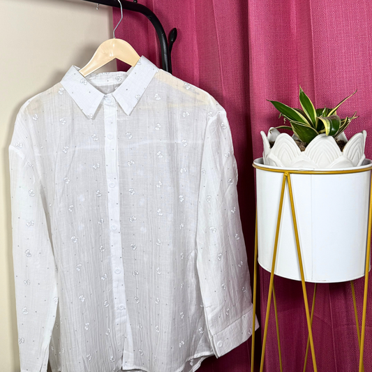 Sparkle Bloom White Shirt