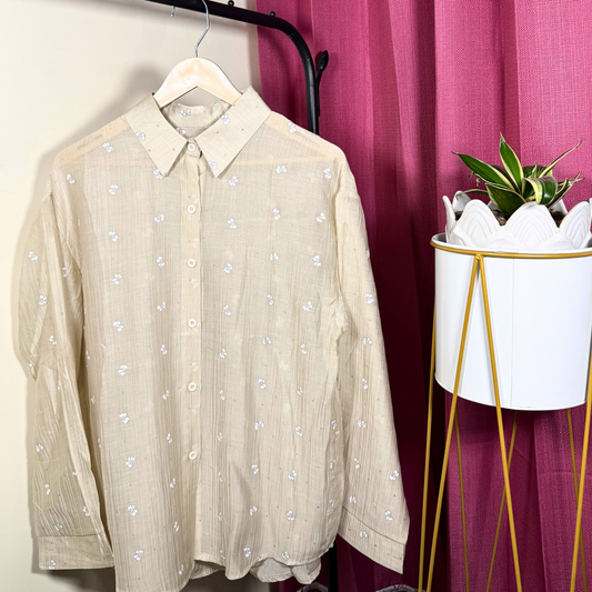 Sparkle Bloom Beige Shirt